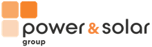Power & Solar Group logo with orange square icons and black lowercase text