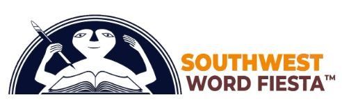southwest word fiesta logo with a heart shaped head writing in an open book