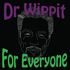 White outline of a man with blue eyes, text "Dr Wippit For Everyone" on a black background.