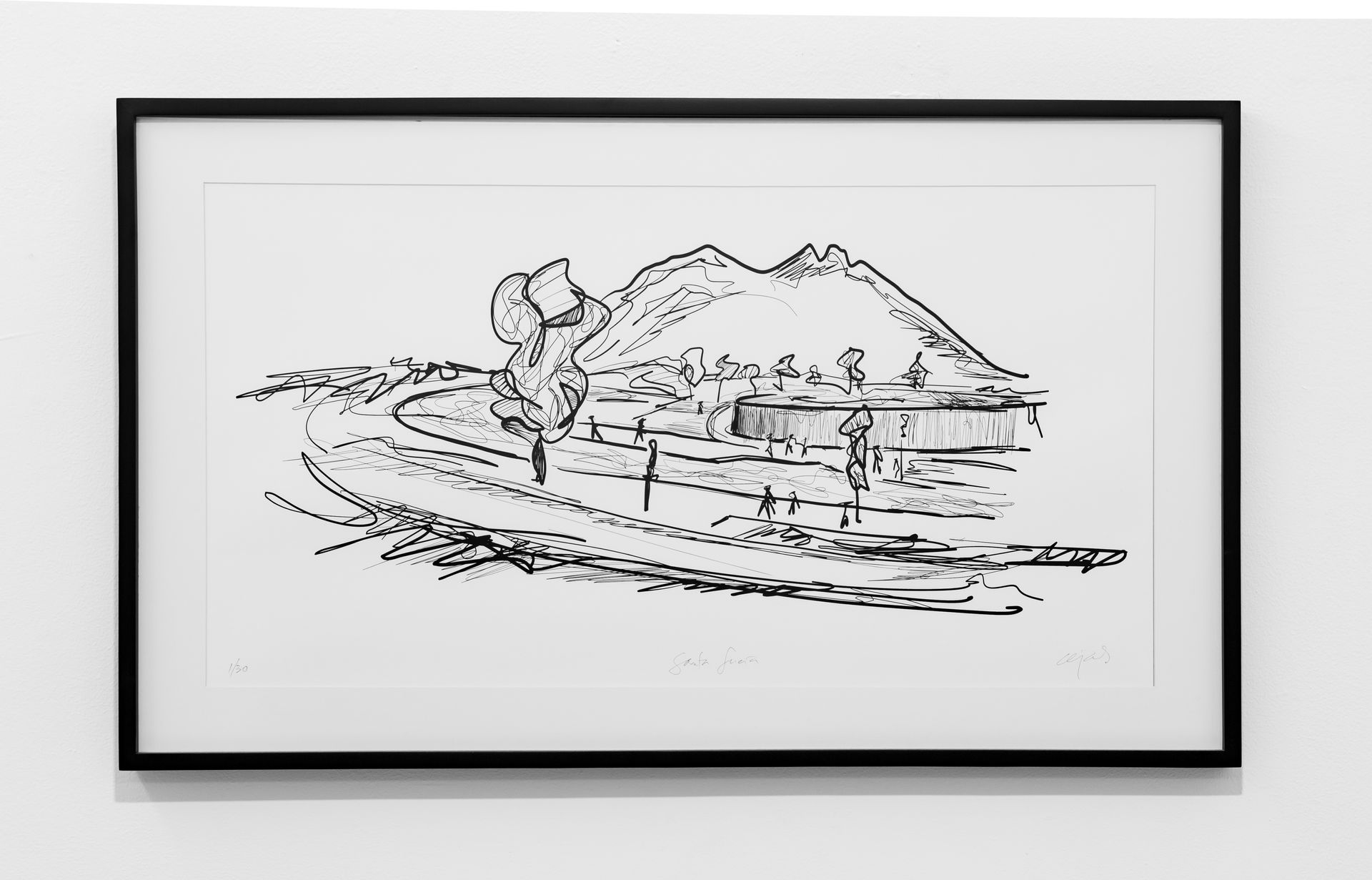 A black and white drawing of a turtle in a pond