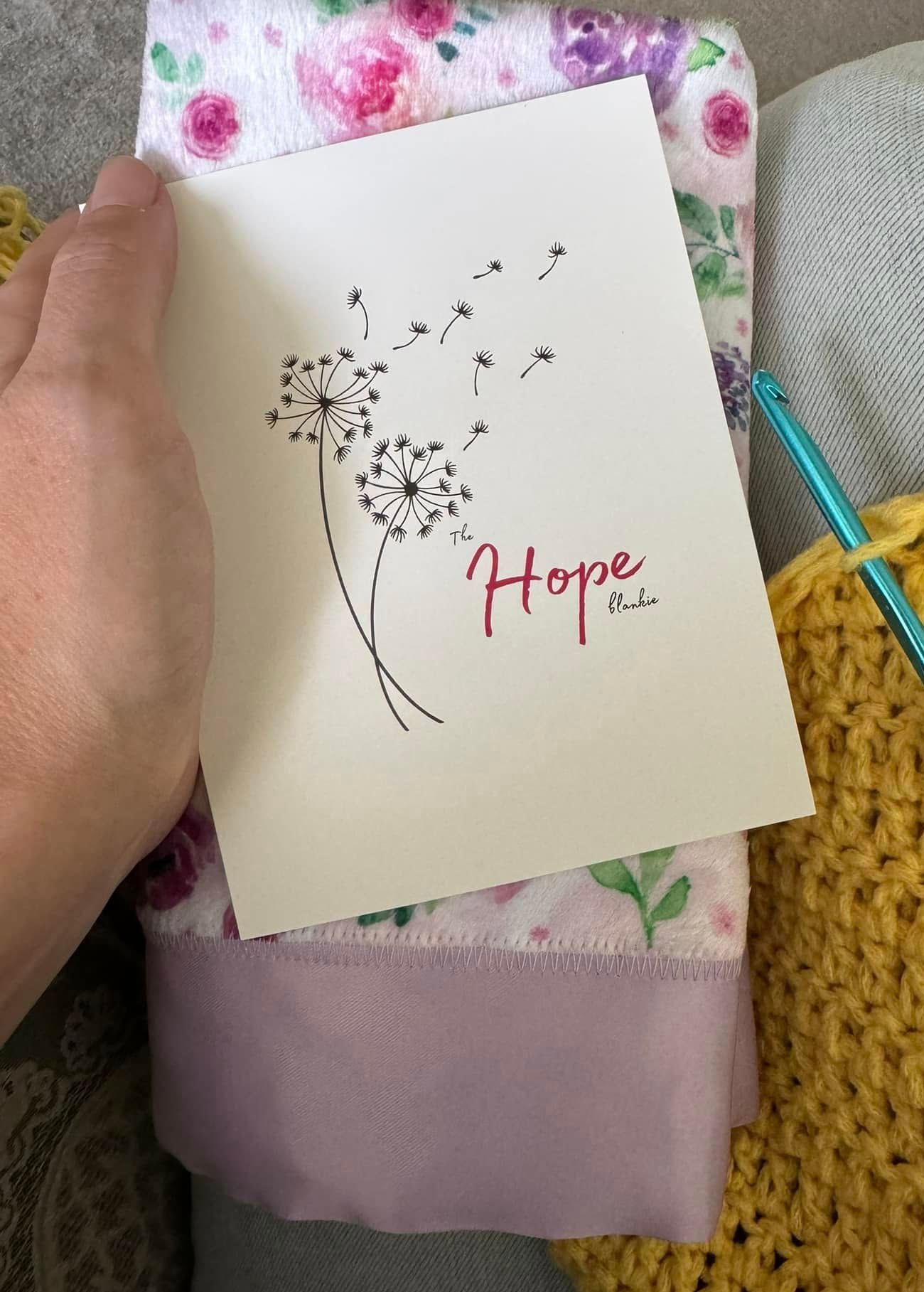 The Hope handcrafted blessing blankie that represents faith in the waiting and God's faithfulness.
