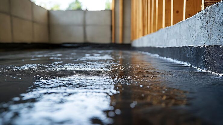 Basement waterproofing close up.