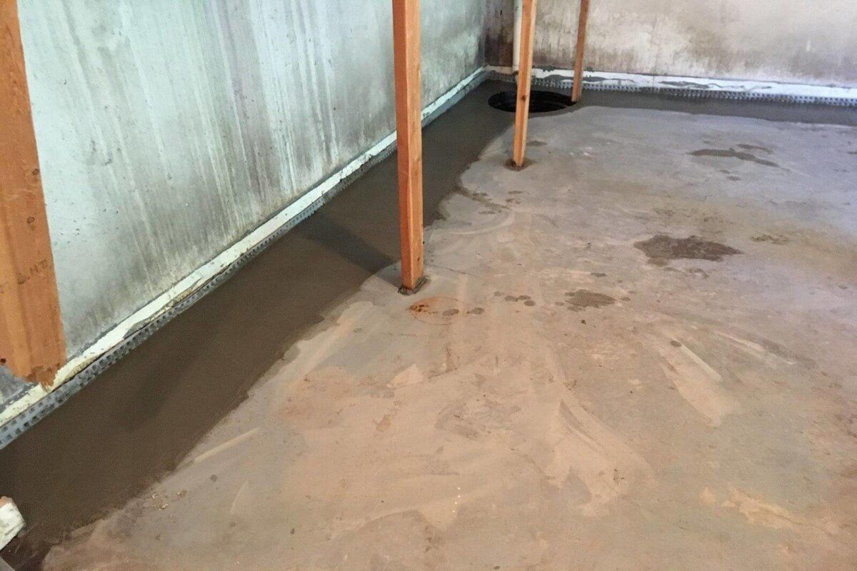 Basement waterproofing construction.
