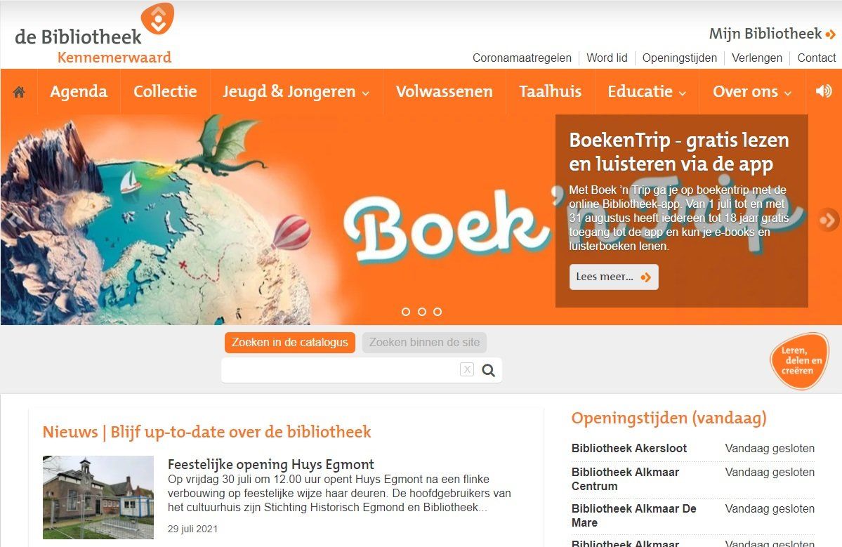 Website Bibliotheek Kennemerwaard