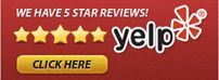 A yelp sign that says we have 5 star reviews