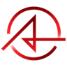 Red circular logo with a stylized arrow and triangular geometric symbol inside.