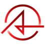 Red circular logo with a stylized arrow and triangular geometric symbol inside.