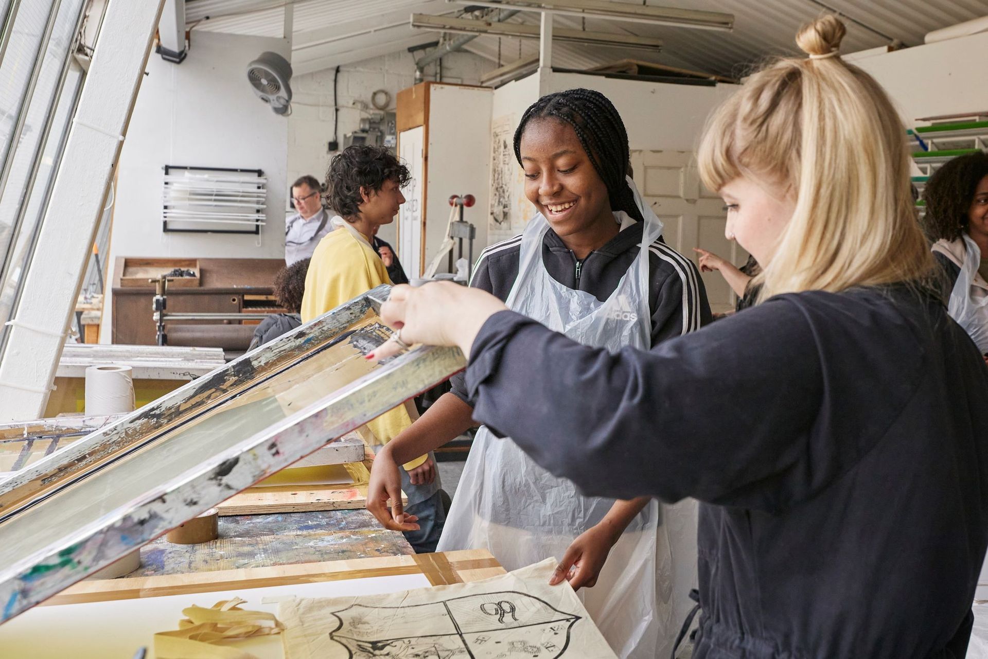 National Saturday Club participants National Saturday Club participants screenprinting
