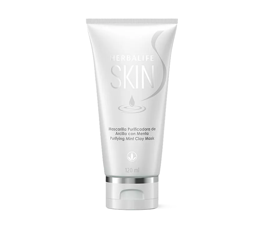 Tubo de limpiador facial Herbalife SKIN blanco. Mascarilla purificante de arcilla con menta.