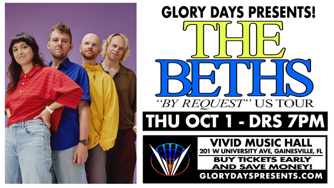 New Zealand indie rock heroes The Beths’ are coming to Gainesville this October!
thu. oct. 1, 2026
Doors 7pm
18+