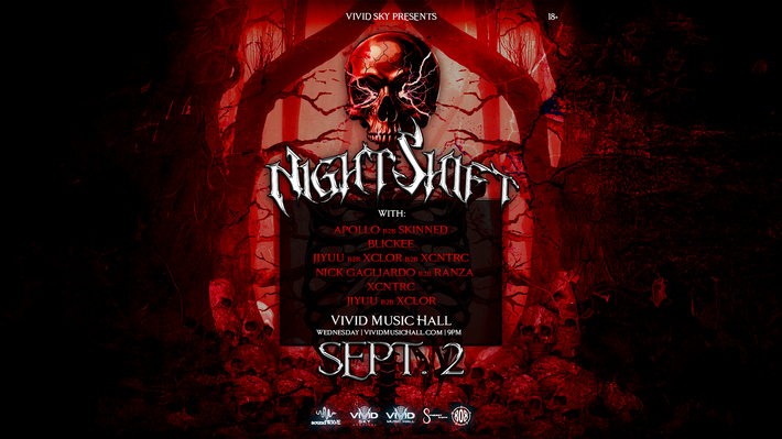 CLO:CK IN, Night Shift returns this fall. Free RSVP before 10 PM - don't miss your shift.
wed. sep. 2 2026
Doors 9pm
18+
