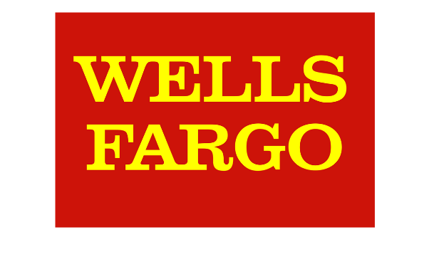 Wells Fargo logo: Yellow text on a red square.