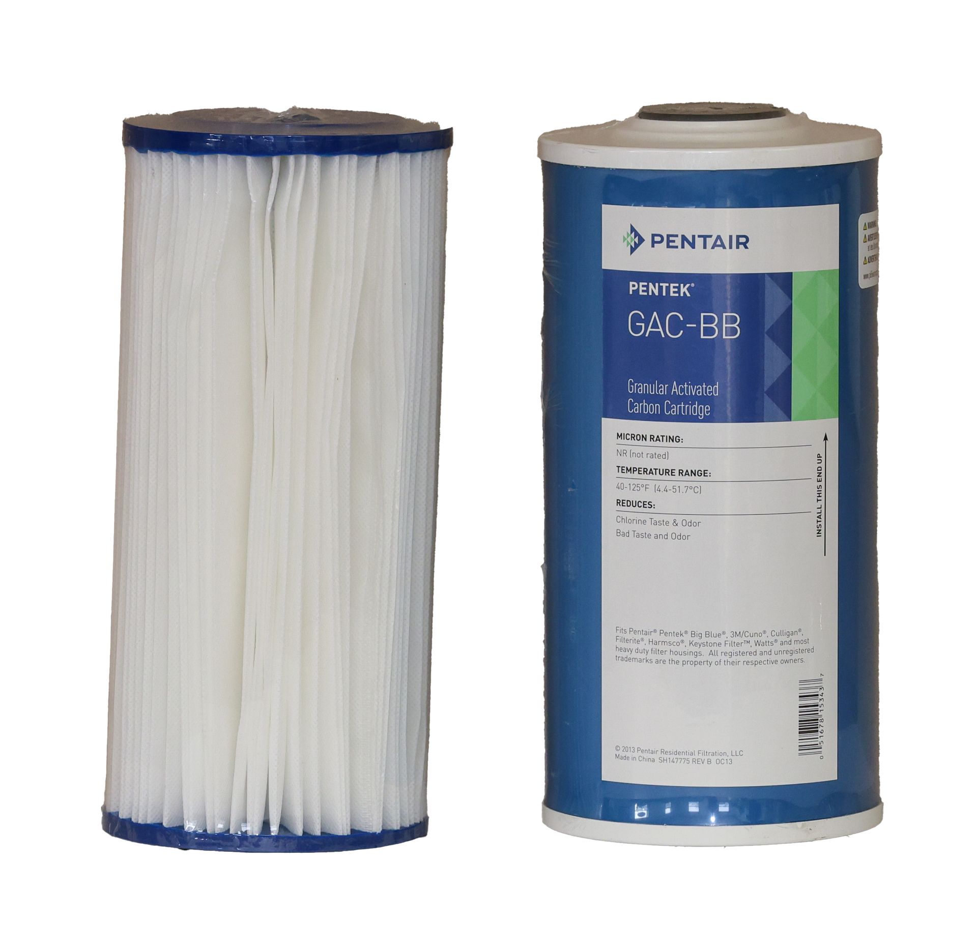 Two pentair filter cartridges are sitting next to each other