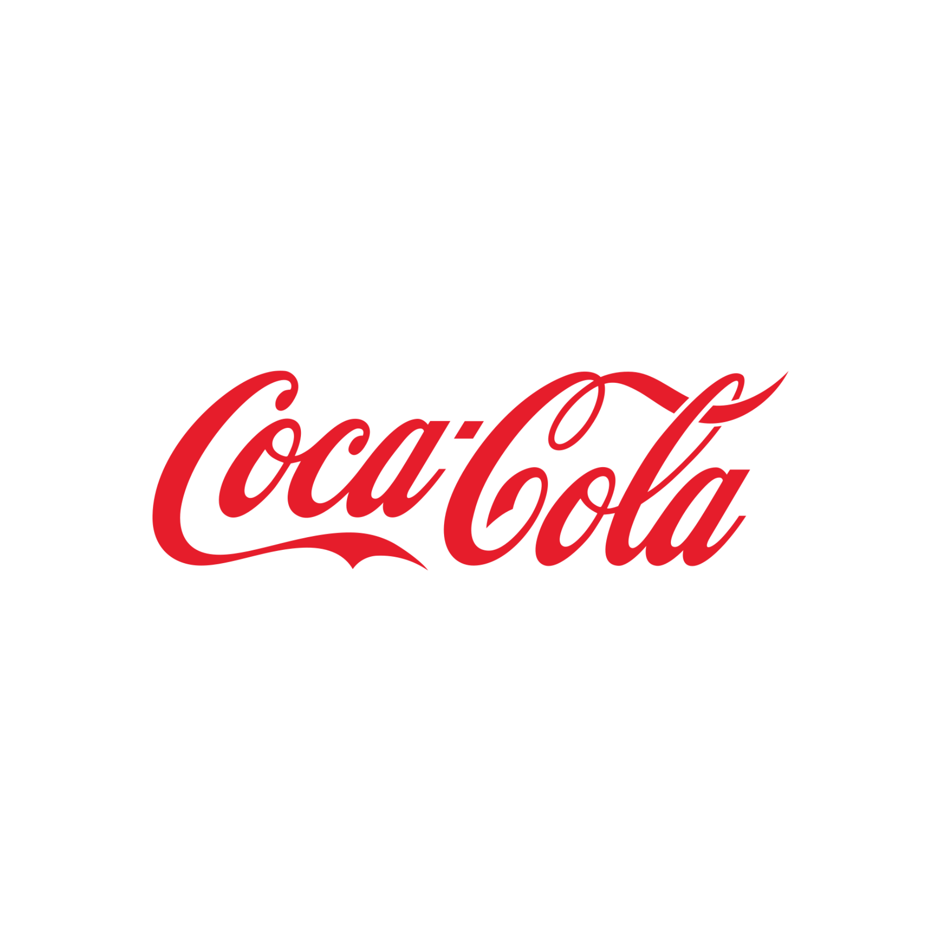 Coca-Cola logo in red script on a white background.