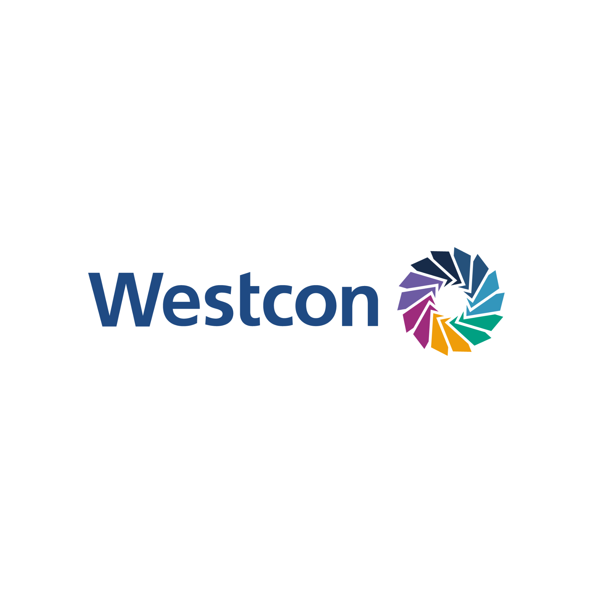 Westcon logo: blue text with multi-colored circular graphic.