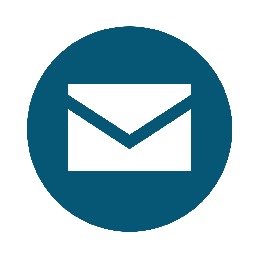 White envelope icon inside a teal blue circle.