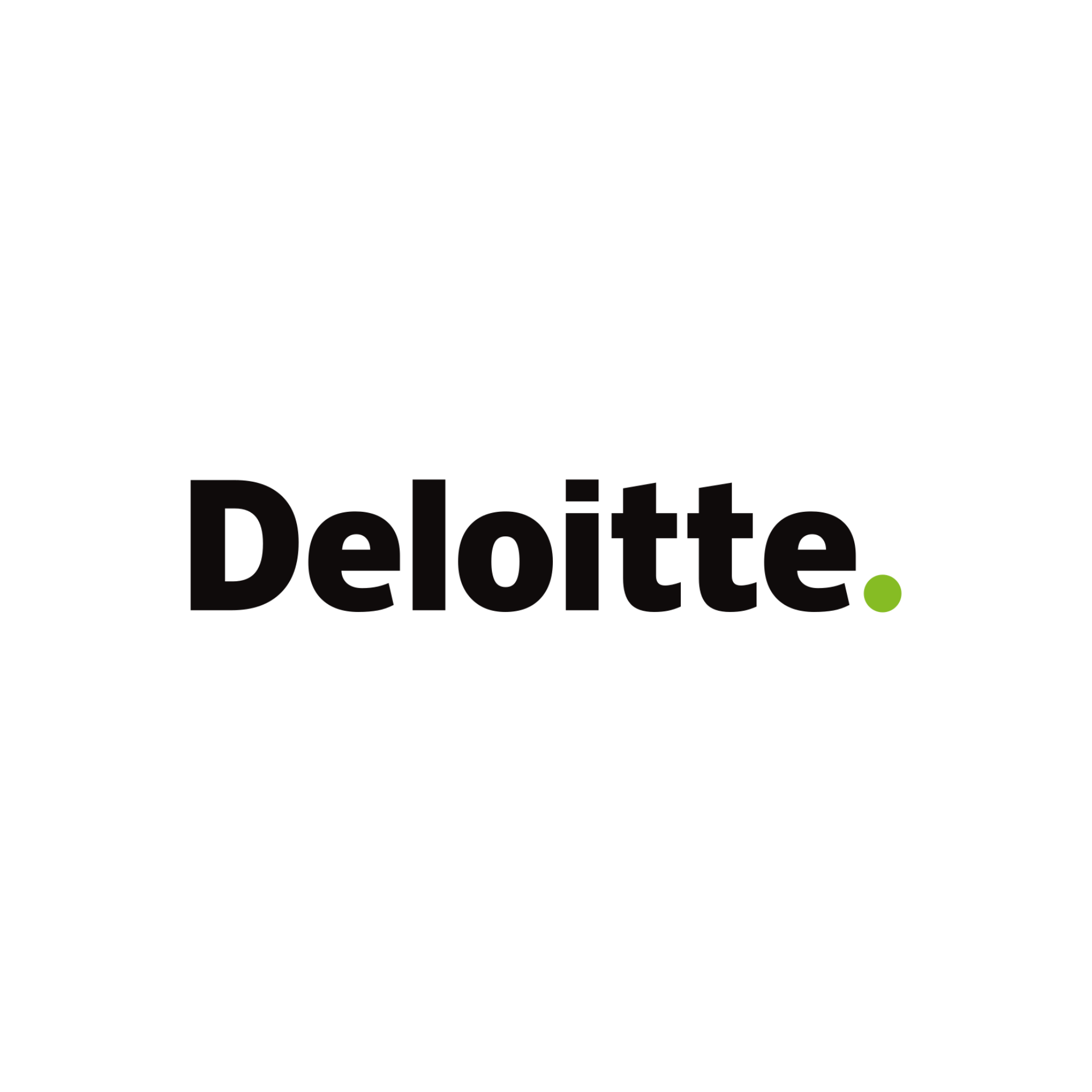 Deloitte logo: Black text with a green dot on a white background.