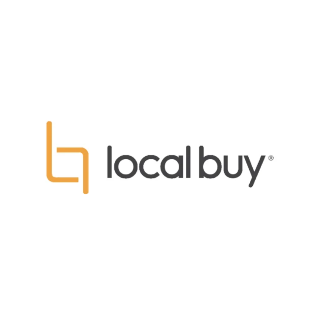 Local Buy logo: Orange and gray square bracket icon next to 