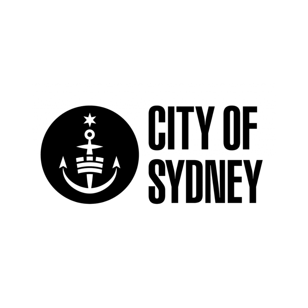 City of Sydney logo: black circle with anchor and star, next to 