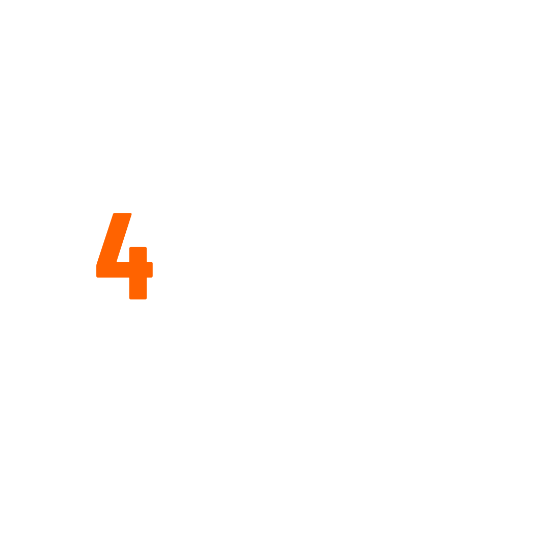 Orange number 4 on white background.