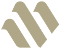 Abstract gold geometric design of three angled, parallel, wavy shapes.