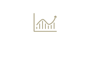 Line graph showing fluctuating growth with an upward trend.