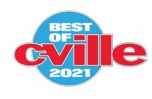 Best of Cville 2021 logo in blue, red, and white