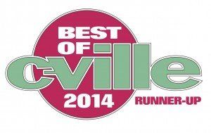 Best of Cville 2014 runner-up logo in pink, green, and white