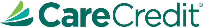 CareCredit logo with green swoosh and teal text on a white background