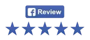 A Facebook review button with five stars on it A Facebook review button with five stars on it