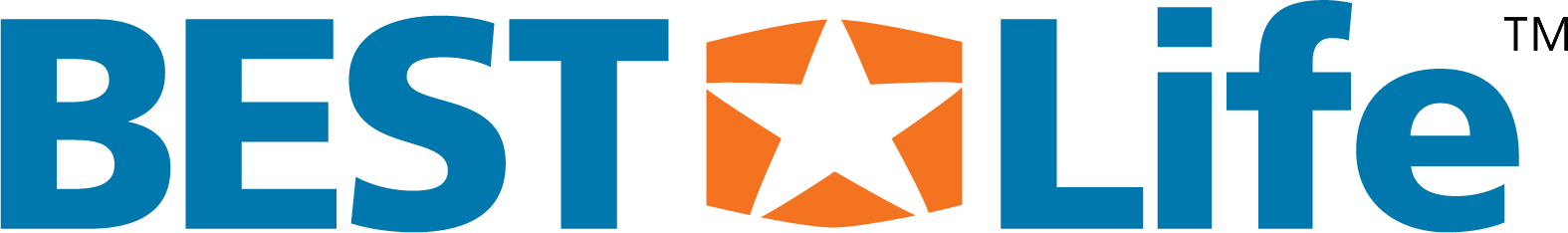 Best Life logo in blue with an orange star icon