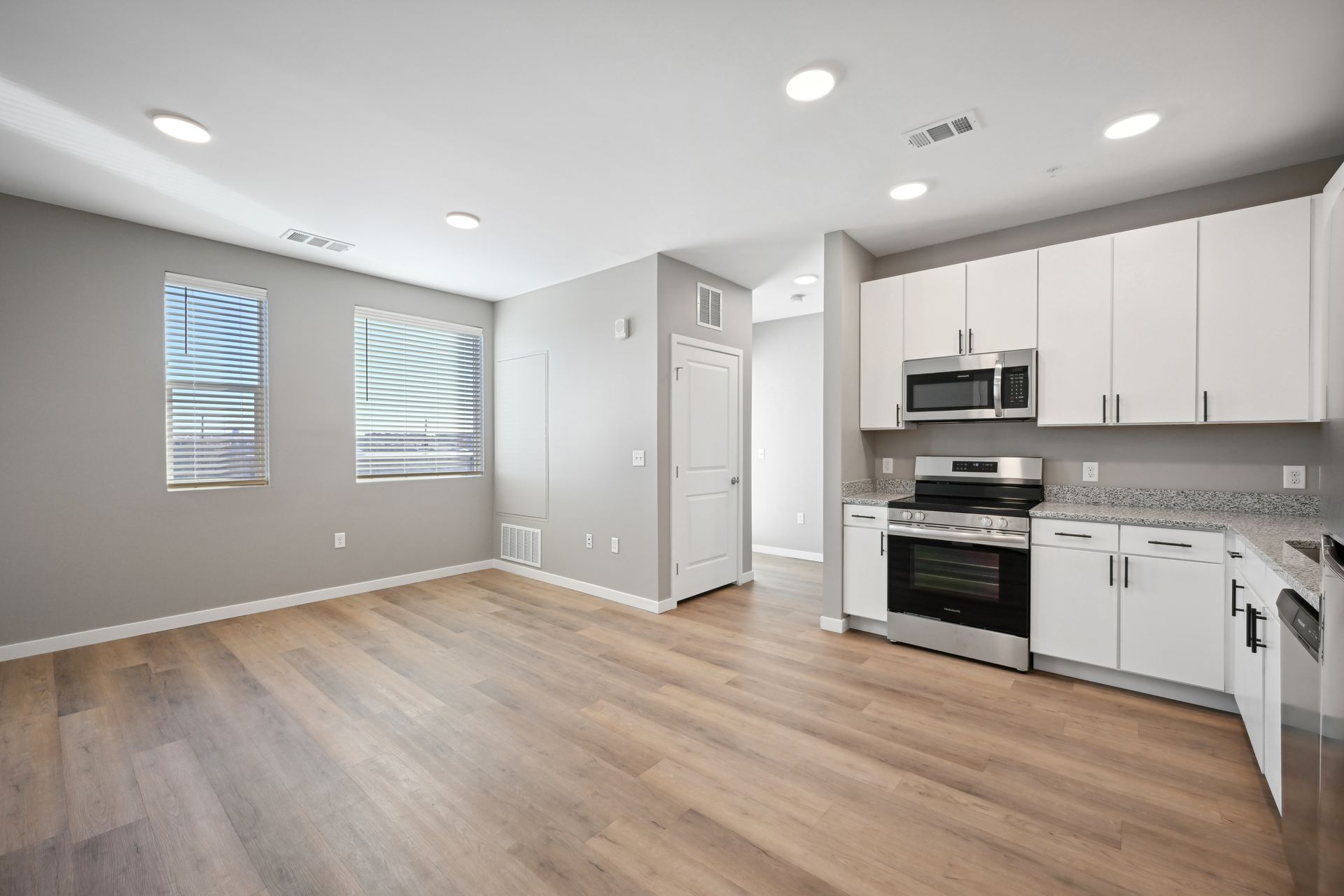 Modern dining table and kitchen