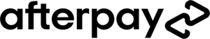 Afterpay logo in black text with linked chain icon