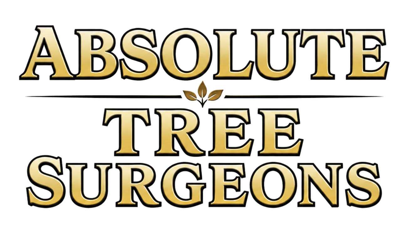Gold and black logo reading “Absolute Tree Surgeons” with stylized text and horizontal lines