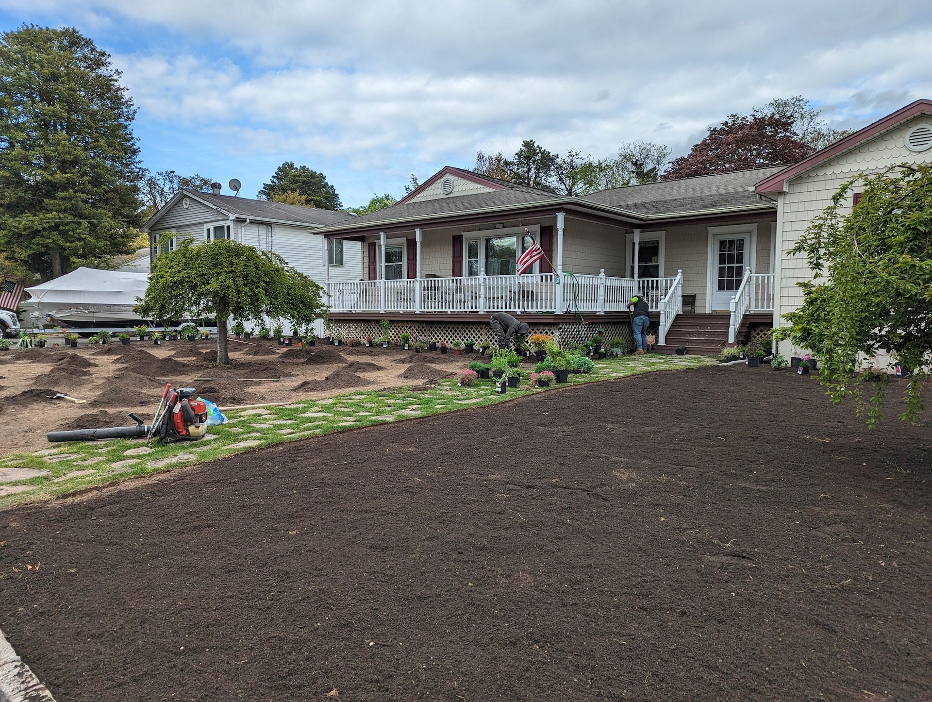 new sod installation in progress
