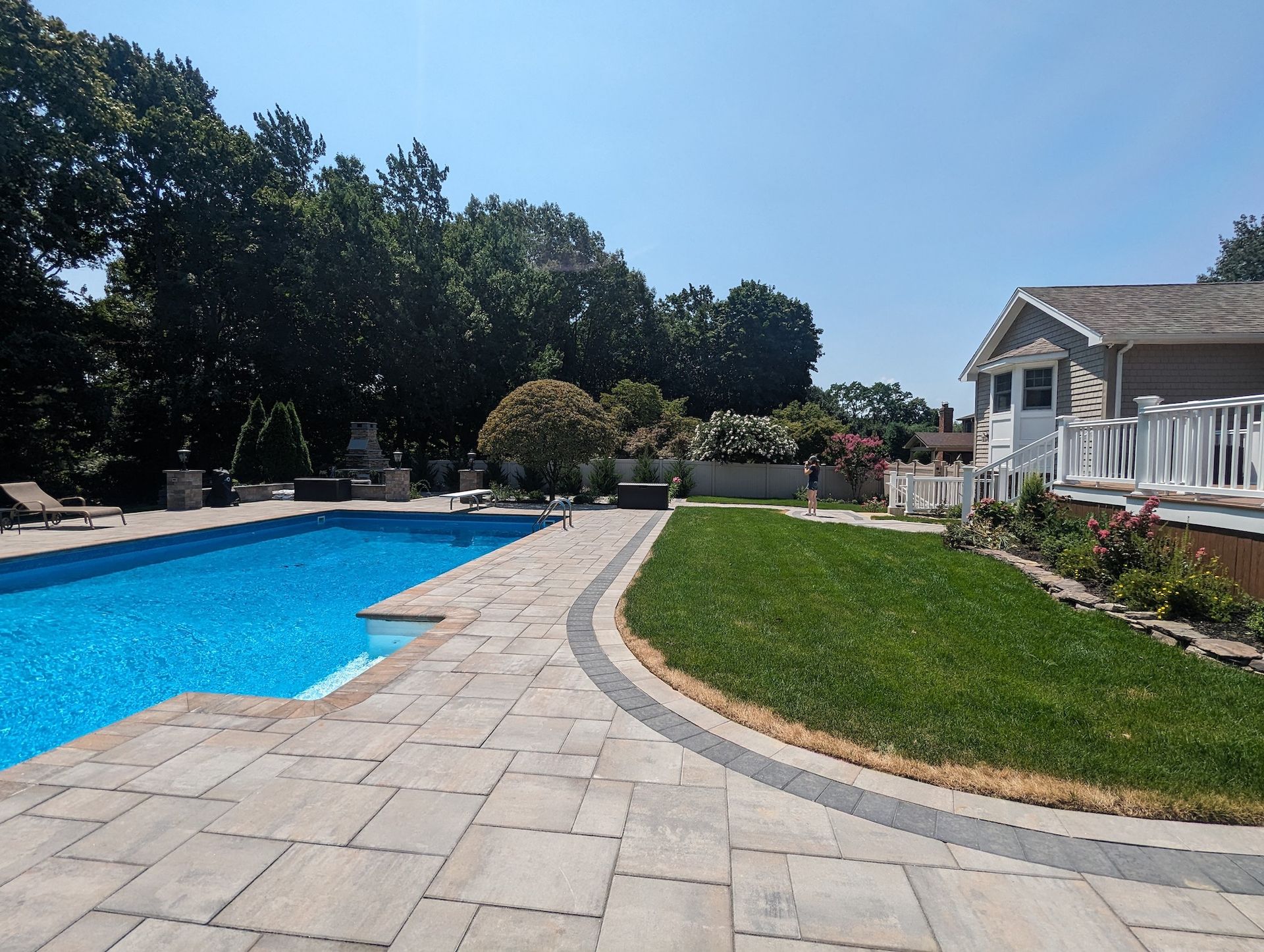 new sod installation area near pool