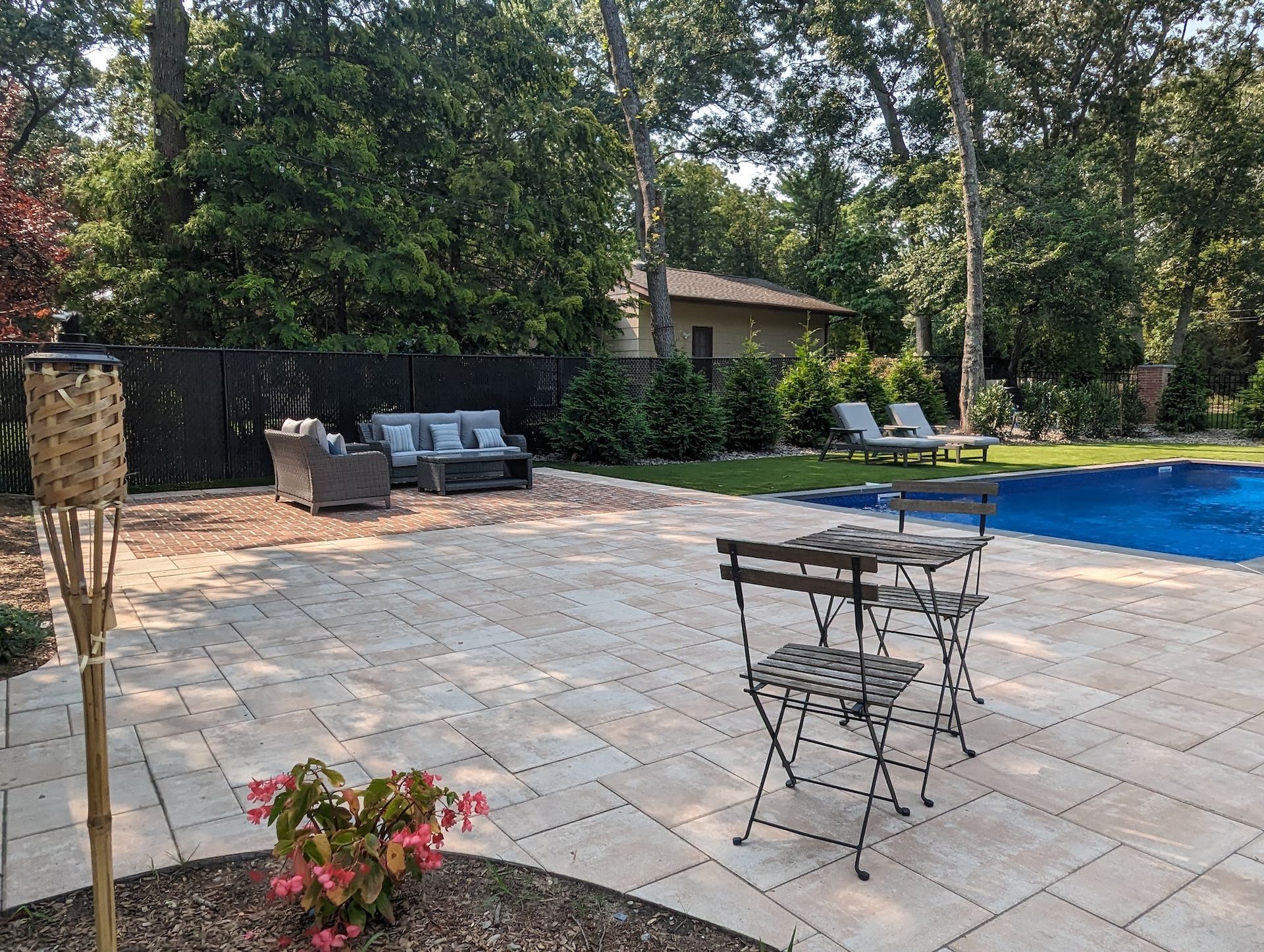 New residential landscaping around pool area