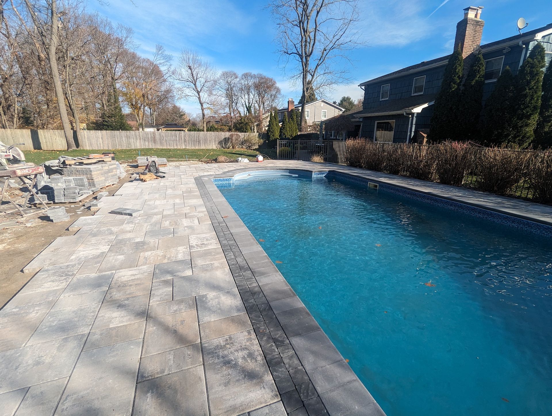 New pool tile installation