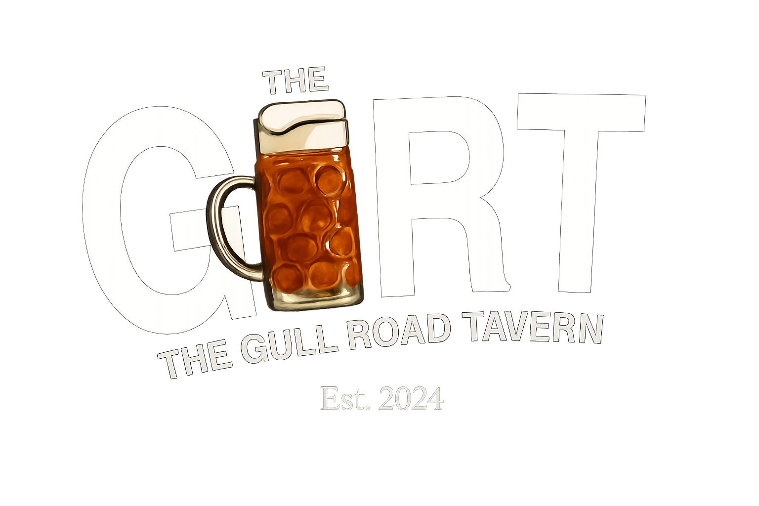 Logo for The Cigar Room Tavern with a frothy amber beer mug and Est. 2024