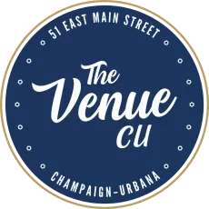Black script logo reading “The Venue CU” on a white background