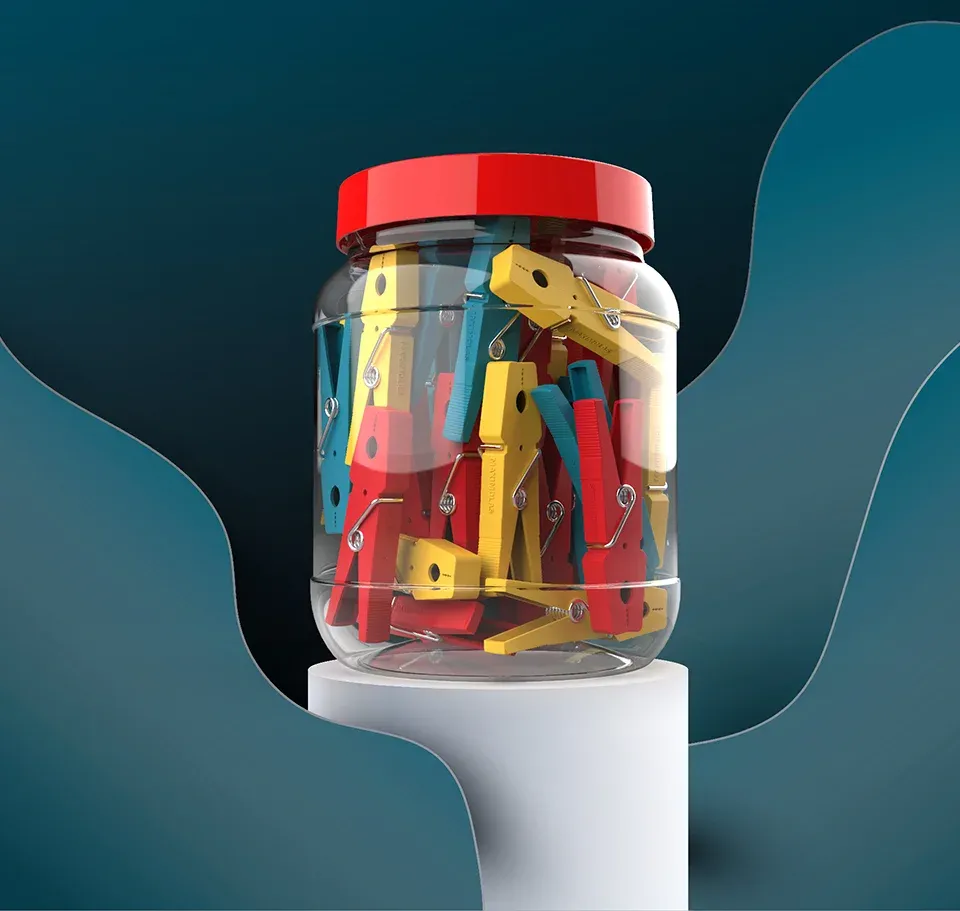 Jar Rainbow+50 Clothes Pegs Maximolas