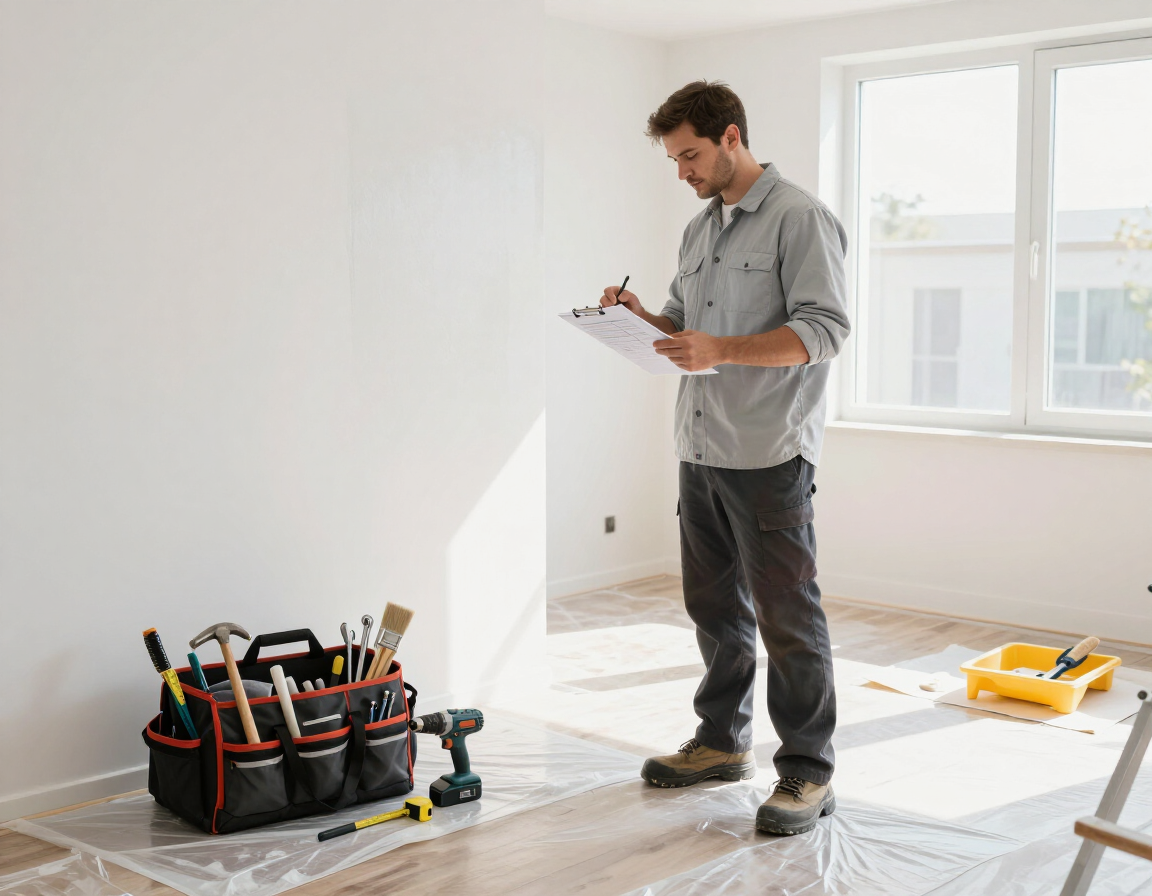 A clean, organized home repair work area