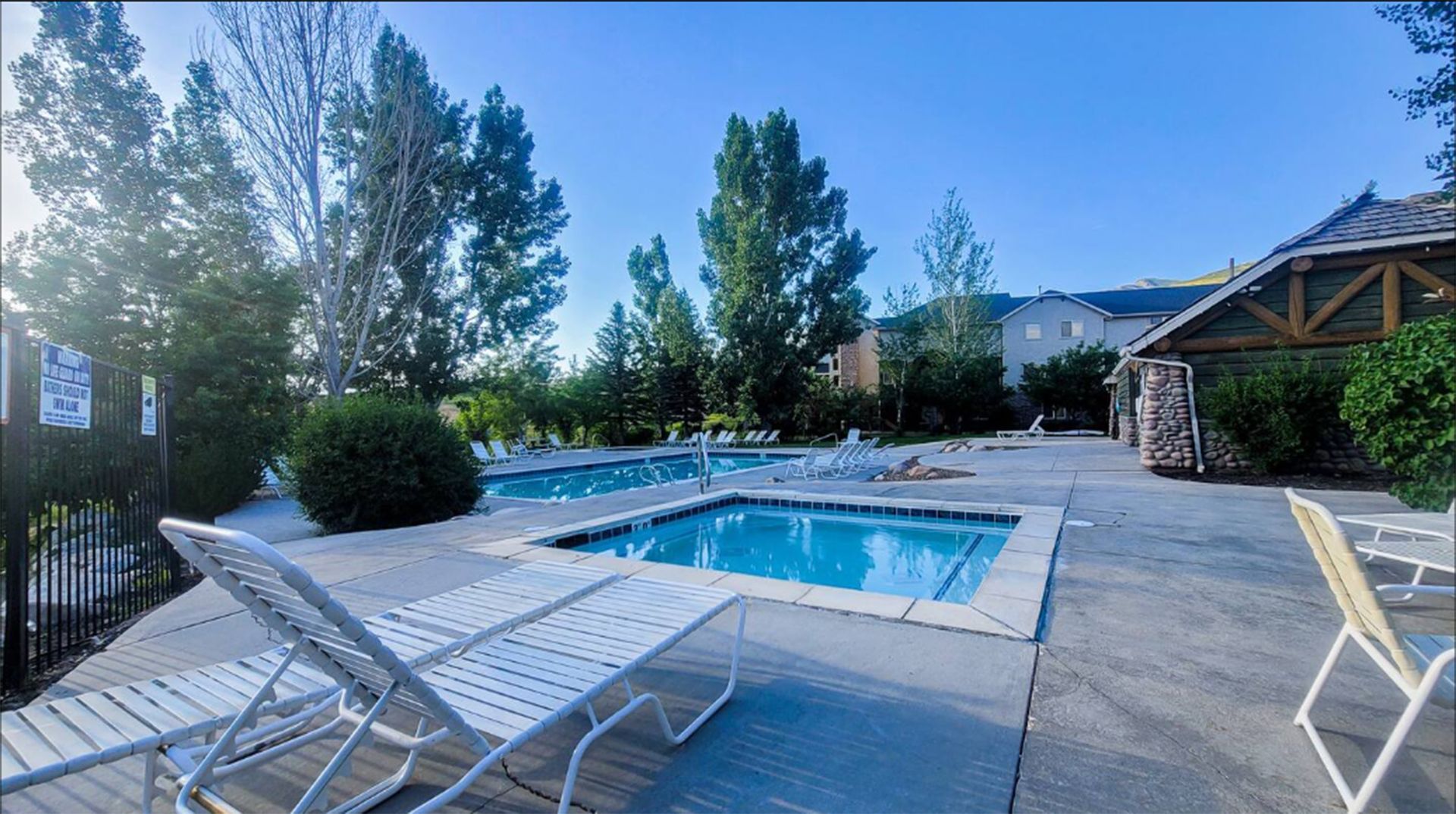 Cascades community swimming pool and hot tub. 