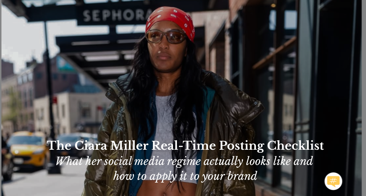 Ciara Miller in street wear, featured in the Hustle and Glow blog post on personal branding and real-time social media strategy