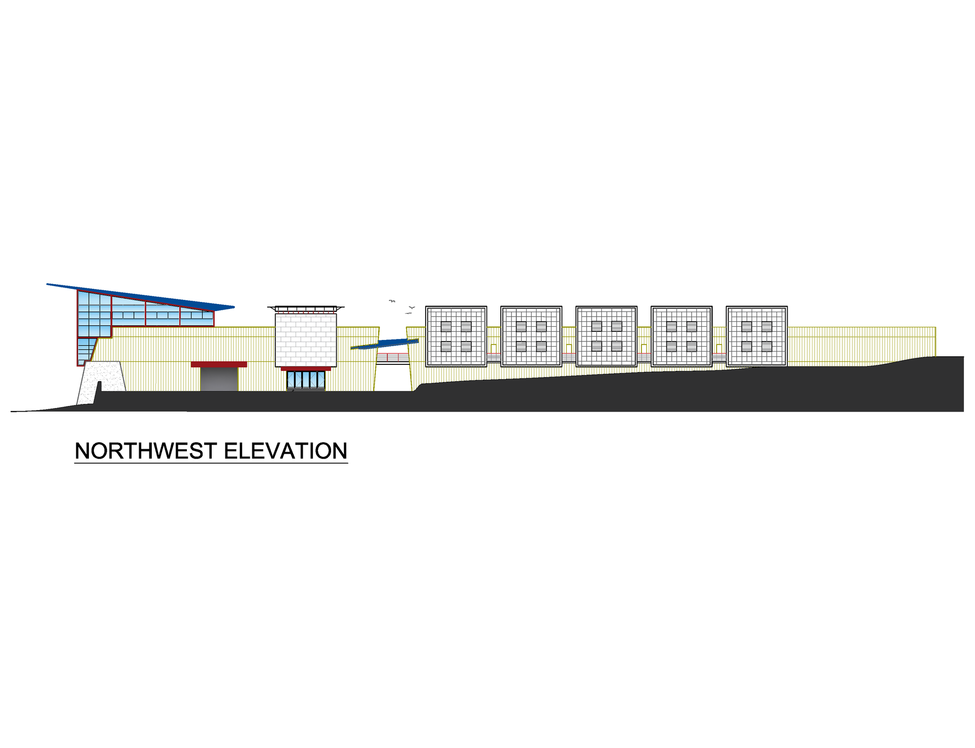A drawing of a building with the word construction at the bottom