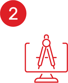 A computer monitor with a compass on it and a red circle with the number 2.