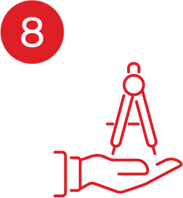 An icon of a hand holding a pair of compasses.