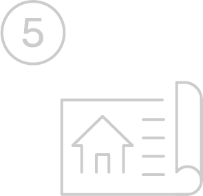 A line drawing of a house with a ruler next to it.