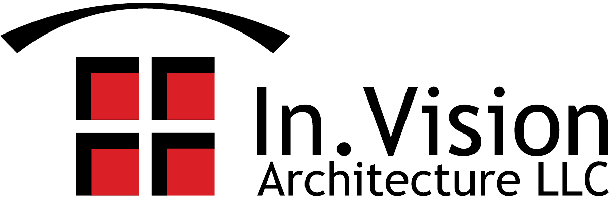 A logo for in vision architecture llc shows a house