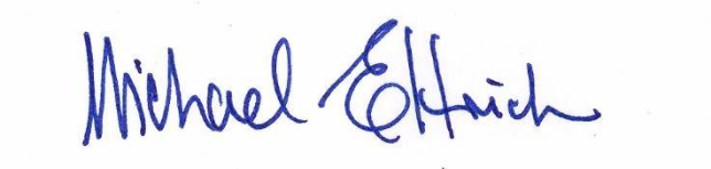 The name michael is written in blue ink on a white background